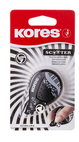 Rechizite Școlare - Banda corectoare 4,2mm*8m scooter black white kores