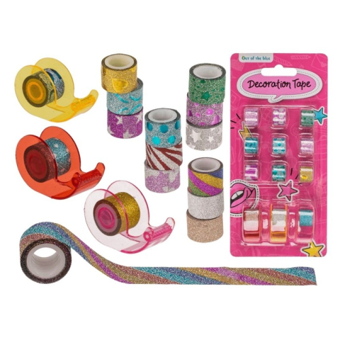 Jucării și Jocuri pentru copii - Banda decorativa mini, cu 3 dispensere, 13mm, diverse modele, Out of the blue, 29/2873 / 37103, set 12 buc