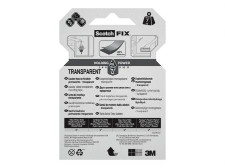 Bandă dublu adezivă transparentă pentru montare, 19 mm x 1.5 m, Scotch-Fix™ [6]