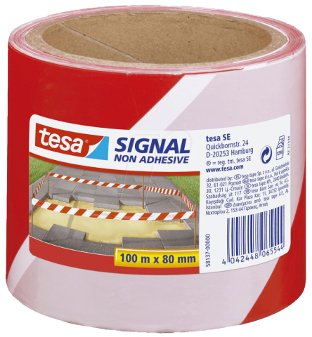 Birotică și Papetărie - Banda non adeziva avertizare rosu/alb 100m 80mm tesa
