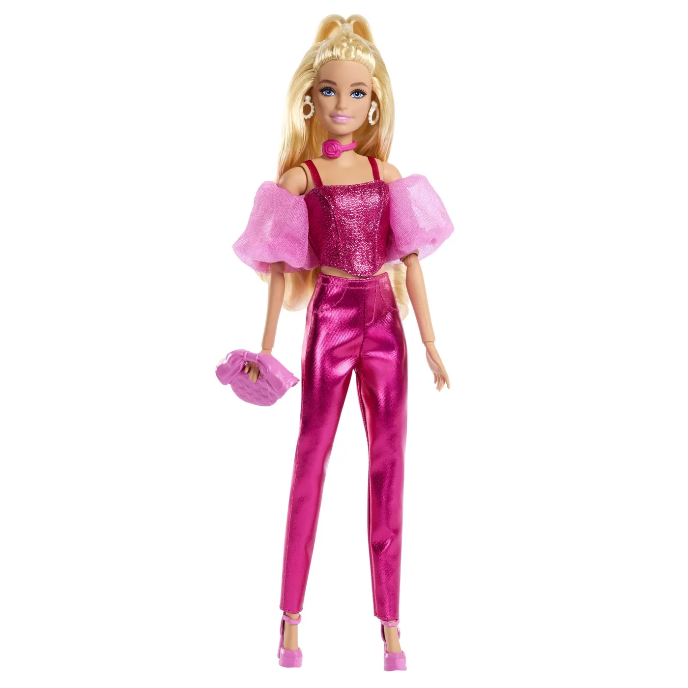 Barbie deluxe style papusa barbie tinuta roz metalizat, copii varsta 4 ani pana la 8 ani [1]