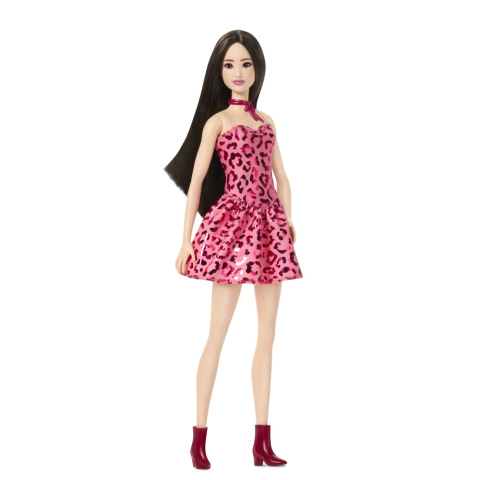 Barbie fashionistas papusa barbie bruneta cu rochie leopard roz copii varsta 3 ani - 8 ani [6]