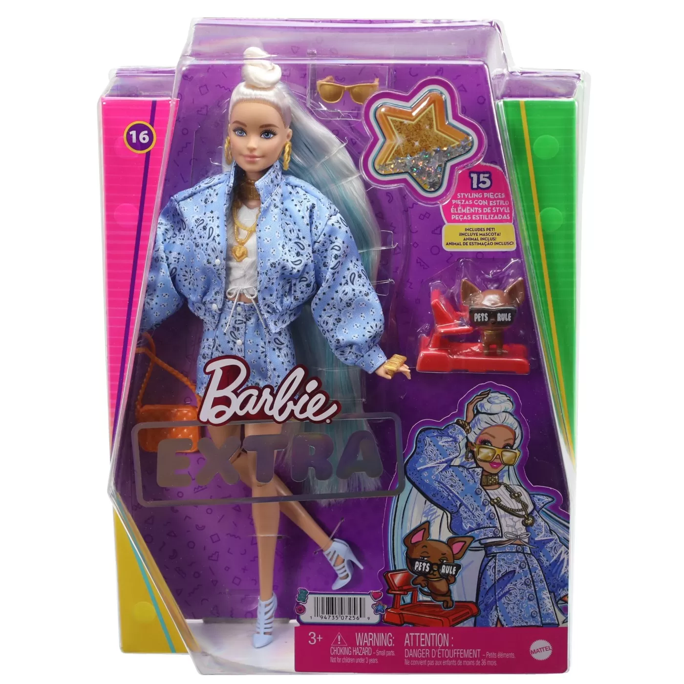 Jucării și Jocuri pentru copii - Barbie papusa barbie extra barbie cu bandana, varsta de la 3 luni la 10 ani