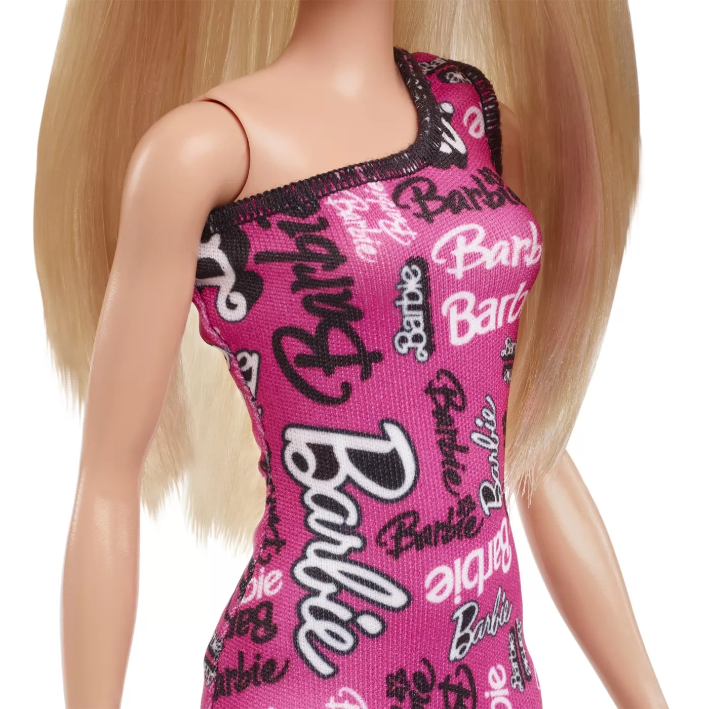 Barbie papusa clasica blonda cu rochita roz cu imprimeu barbie, varsta de la 3 ani la 12 ani [5]