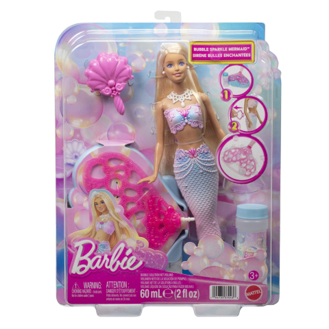 Jucării și Jocuri pentru copii - Barbie papusa sirena cu baloane de sapun