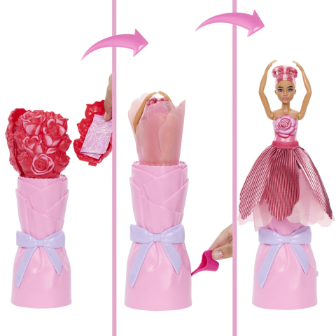 Barbie petal pop set papusa barbie trandafir rosu si accesorii [8]