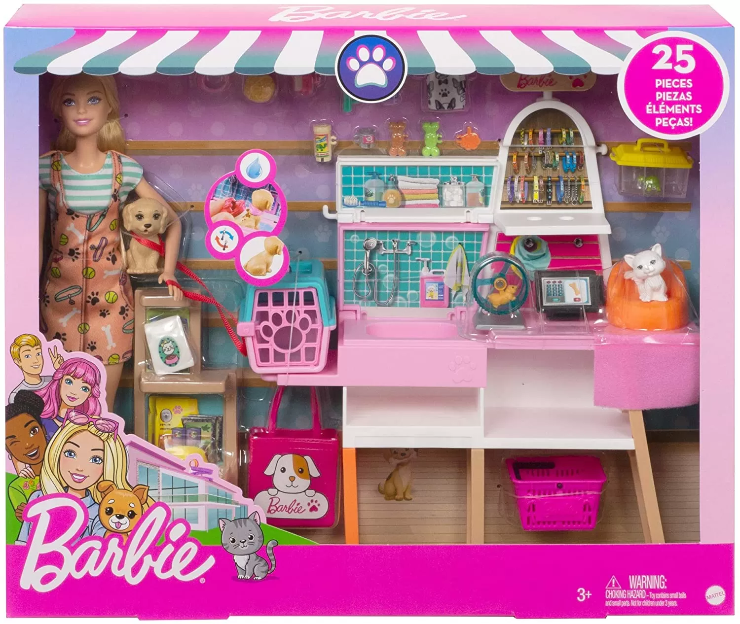 Jucării și Jocuri pentru copii - Barbie set de joaca magazin accesorii animalute, varsta de la 3 ani la 10 ani