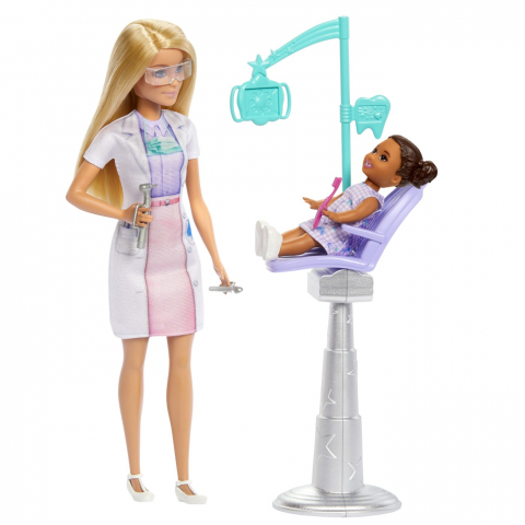 Barbie set de joaca papusa barbie blonda face cariera stomatolog, varsta de la 3 ani la 7 ani [3]