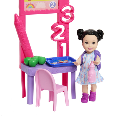 Barbie set de joaca papusa barbie bruneta cu rochie roz face cariera profesoara copii 3 ani - 7 ani [6]
