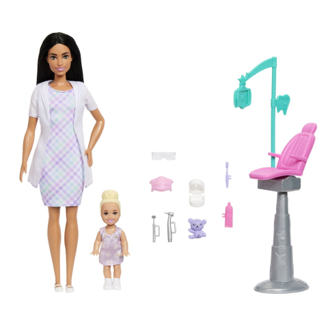 Barbie set de joaca papusa barbie bruneta face cariera dentist copii varsta 3 ani - 7 ani [1]