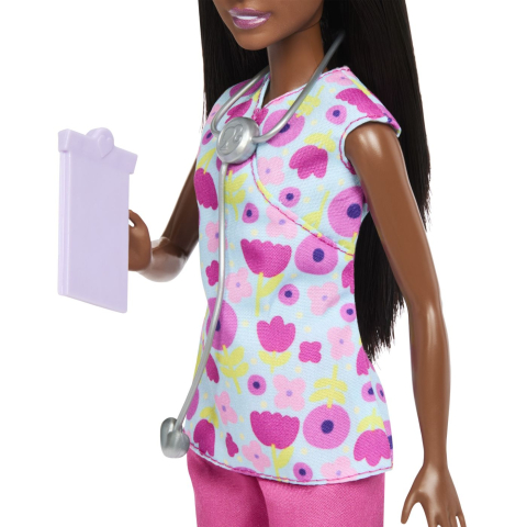 Barbie set de joaca papusa barbie bruneta face cariera medic pediatru copii varsta 3 ani - 7 ani [7]