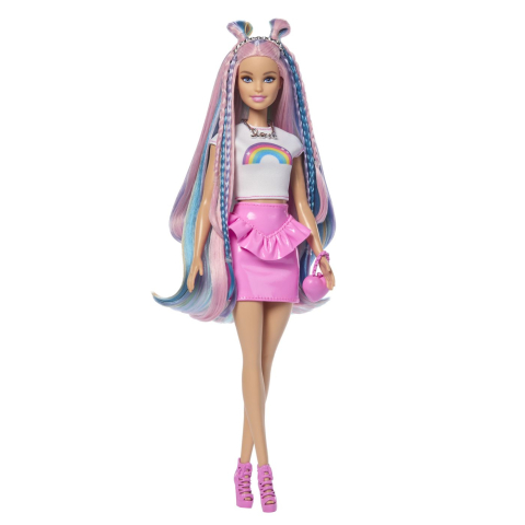 Barbie set papusa barbie cu par stralucitor curcubeu si accesorii  copii varsta 3 ani - 8 ani [8]
