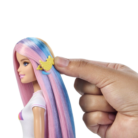 Barbie set papusa barbie cu par stralucitor curcubeu si accesorii  copii varsta 3 ani - 8 ani [4]