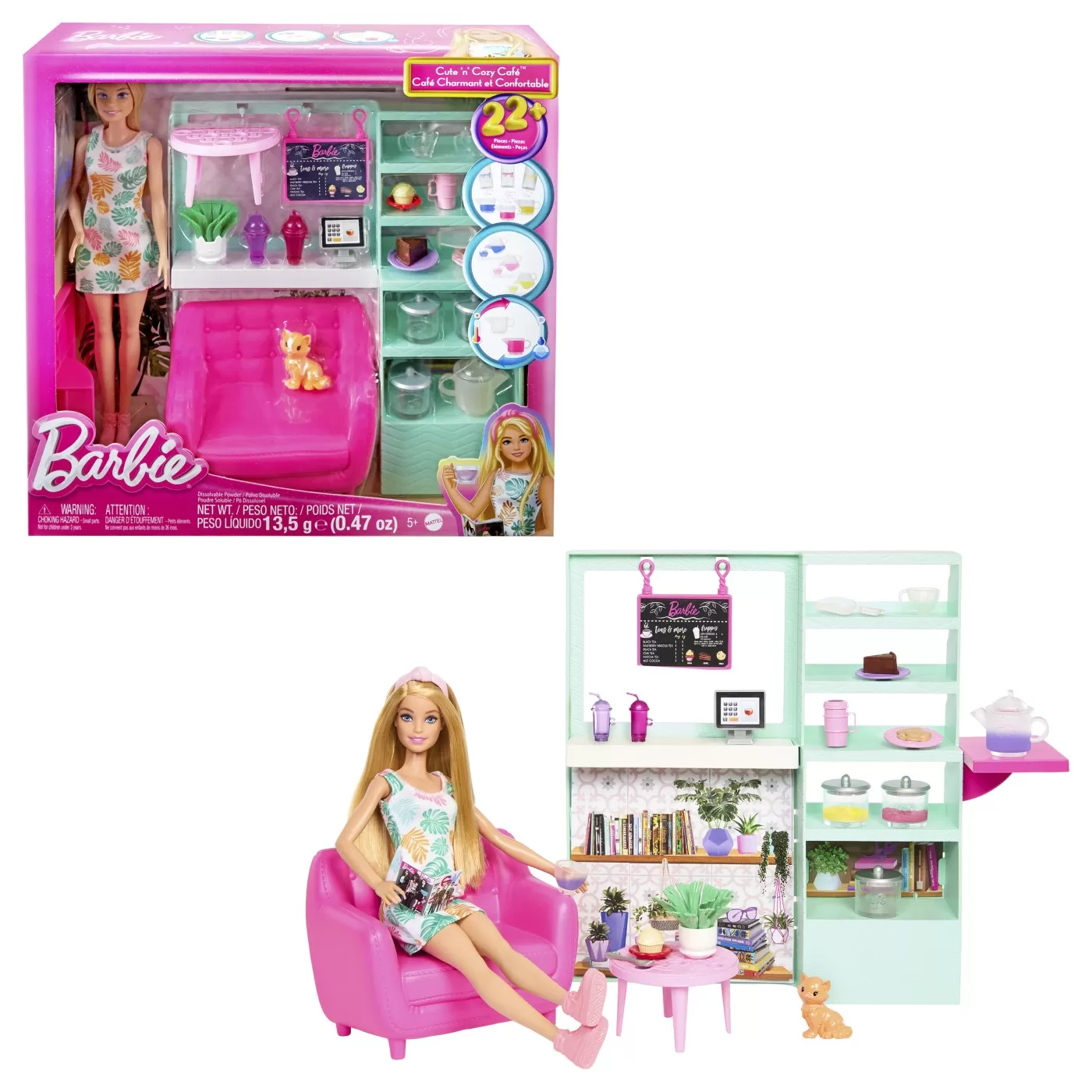 Jucării și Jocuri pentru copii - Barbie set papusa barbie si ceainarie, varsta de la 5 ani la 12 ani