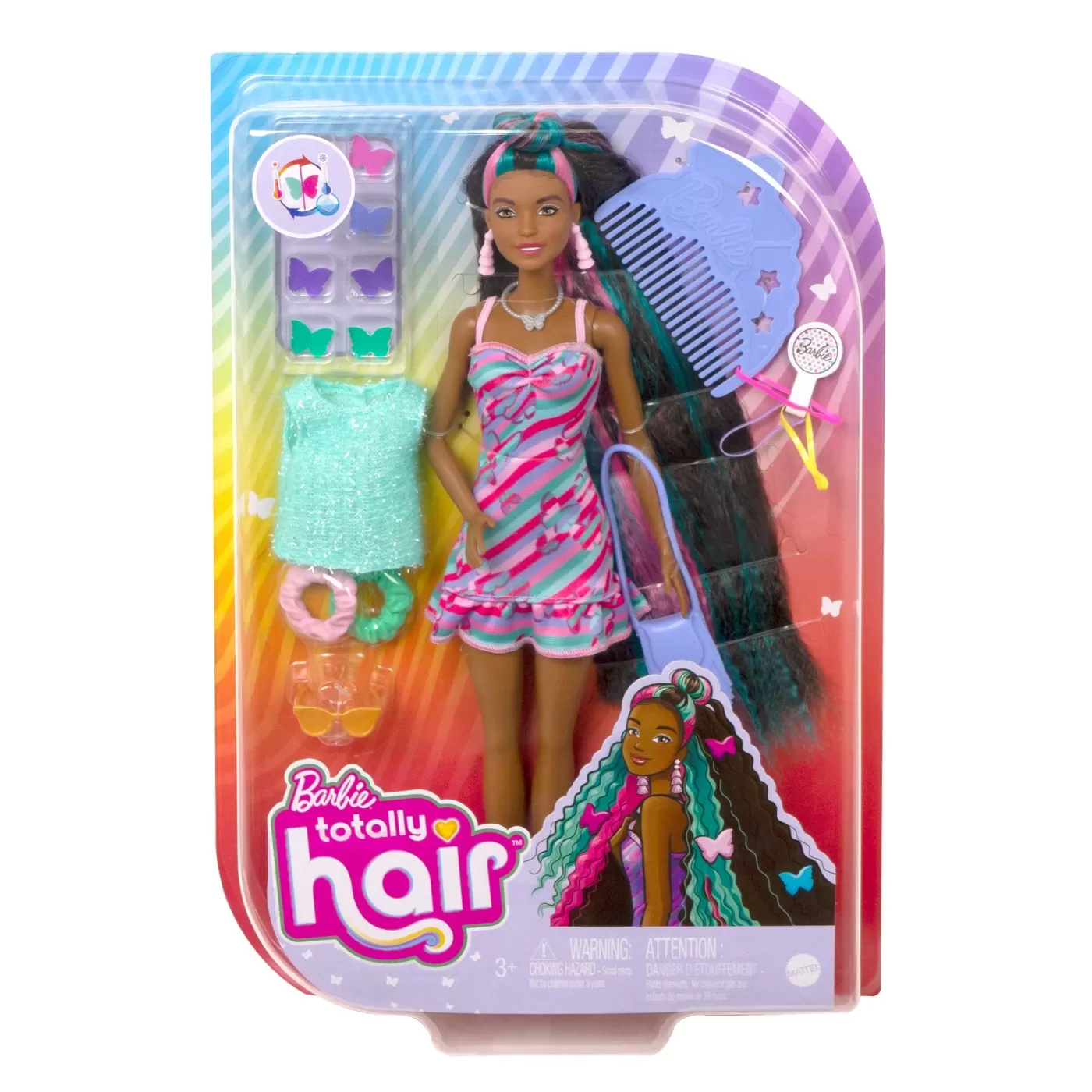 Jucării și Jocuri pentru copii - Barbie totally hair papusa barbie curcubeu, varsta de la 3 ani la 12 ani