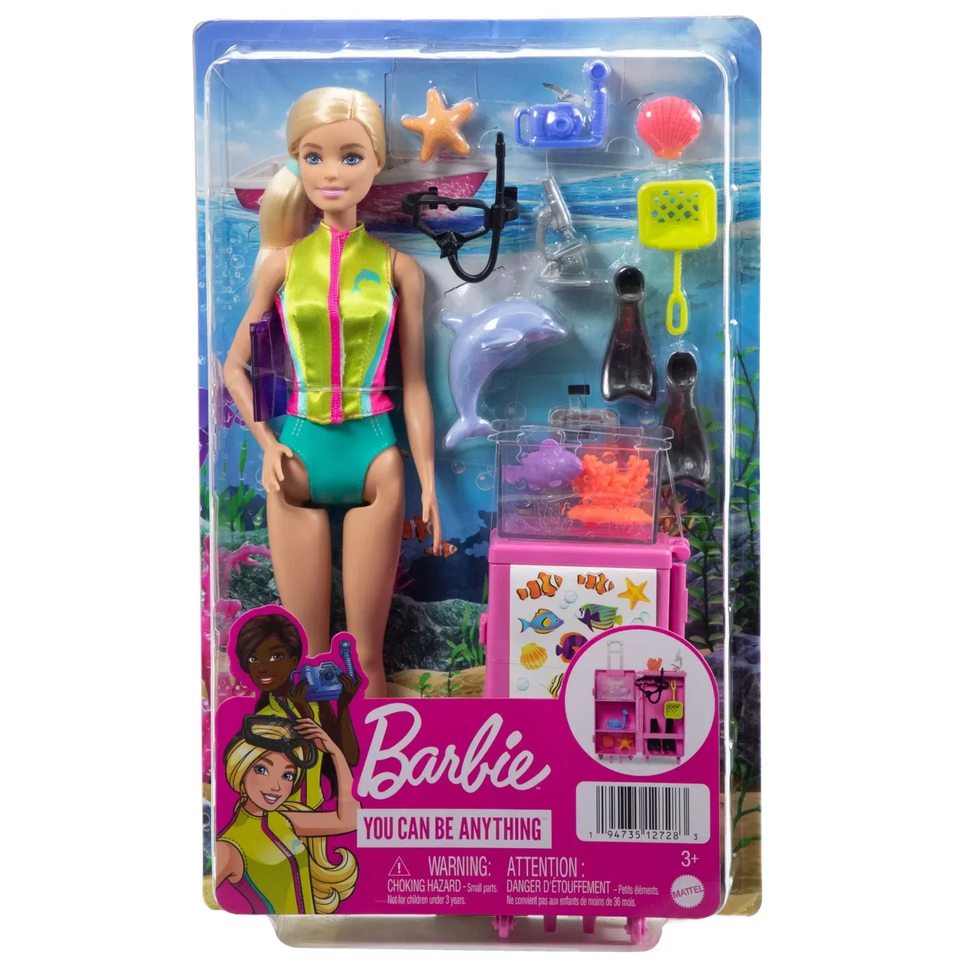 Jucării și Jocuri pentru copii - Barbie you can be anything papusa biologist marin, varsta de la 3 ani la 7 ani