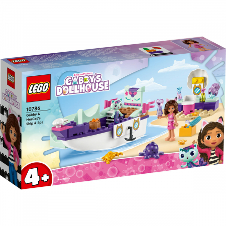 LEGO Gabby s Dollhouse - Barca cu spa a lui Gabby si a Pisirenei, varsta de la 4 ani la 8 ani