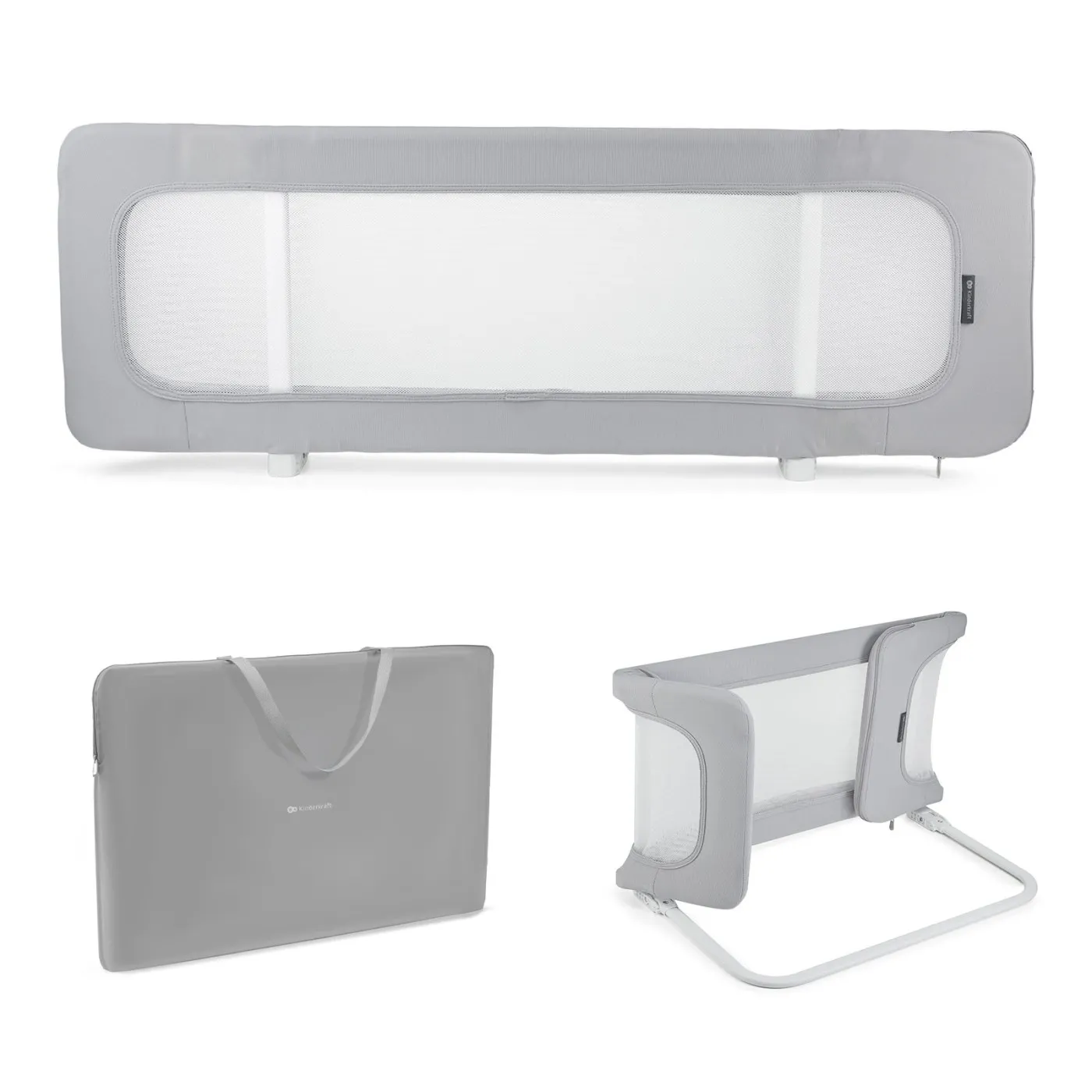 Camera copilului - Bariera de pat kinderkraft guard and dream light grey, copii varsta 0 luni pana la 4 ani