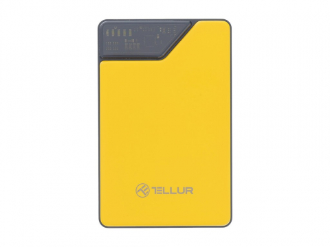 Baterie externă Tellur 10000mAh, USB-C + Lightning cabluri incorporate, QC3.0, PD, galben [1]