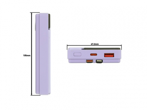 Baterie externă Tellur 10000mAh, USB-C + Lightning cabluri incorporate, QC3.0, PD, mov [6]