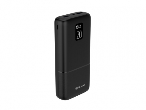 Baterii externe - Baterie externă Tellur Boost Pro PD202 20000mAh 2xQC3.0 22.5W + PD 20W, LCD display, negru