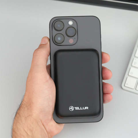 Baterie externă Tellur Compact Pro WPD101 10000mAh QC3.0 22.5W+PD20W+Qi 15W, compatibil MagSafe [3]