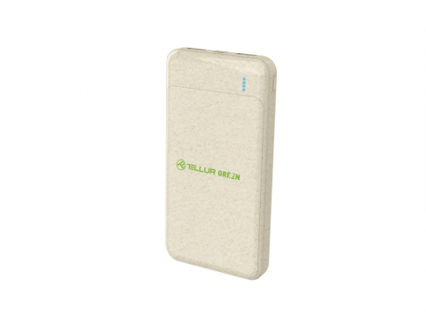 Periferice IT - Baterie externă Tellur Green PD103 10000mAh 2xQC3.0 + PD 18W, crem