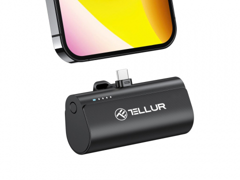 Baterii externe - Baterie externă Tellur PD201 5000mAh, QC3.0 18W + PD20W, USB-C, negru