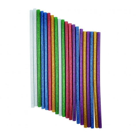 Art & Craft si Artizanat - Baton silicon Colorarte, lipire la cald, 7mm x 20cm, diverse culori cu sclipici, set 20 buc