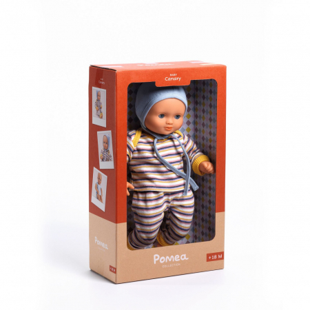 Jucării și Jocuri pentru copii - Papusa Bebelus cu hainute in dungi, 32 cm, Djeco, varsta 1 - 3 ani, Baiat, Fata