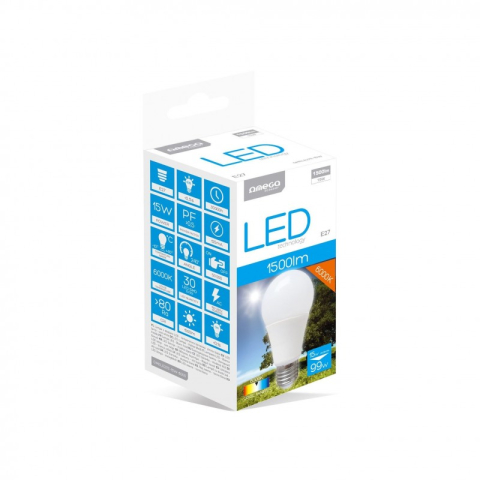 Casă, gradină și bricolaj - Bec economic cu led 15Watt Omega E27 OMELE27E-15W-6000, 1250 lumeni, 42583, 6000K alb rece