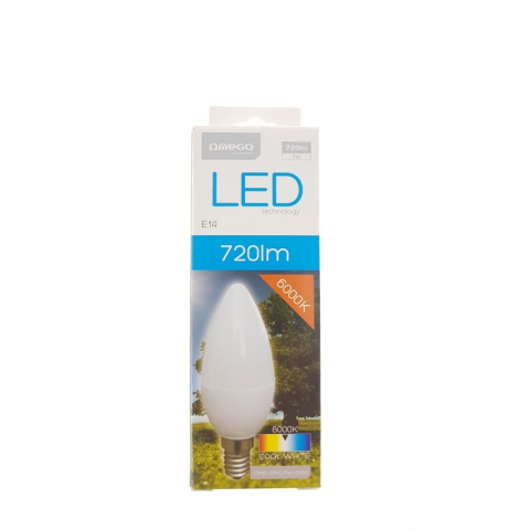 Casă, gradină și bricolaj - Bec economic cu led 7Watt Omega E14 OMELE14C-7W-2800, 600 lumeni, 43534, 2800K alb rece