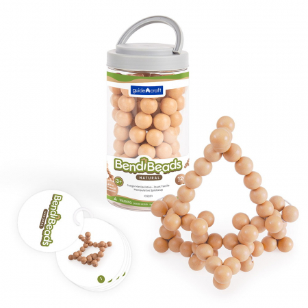 Jucării STEM, Știință şi Experimente - BendiBeads Natural, margele flexibile, Guidecraft, 3-9 ani