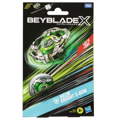 Jucării și Jocuri pentru copii - Beyblade x let it rip set lansator si roata helm knight 3-80n, varsta de la 8 ani la 14 ani