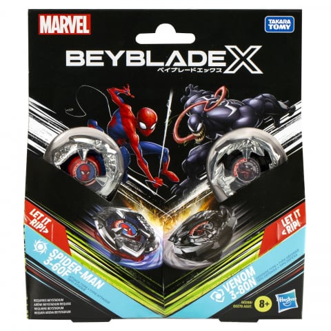 Jucării și Jocuri pentru copii - Beyblade x marvel set duo spider man 3-60f si venom 3-80n, varsta de la 8 ani la 14 ani