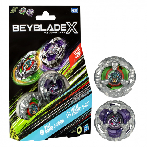 Beyblade x pachet duo yell kong 3-60gb si helm knight 5-80t, varsta de la 8 ani la 14 ani [2]