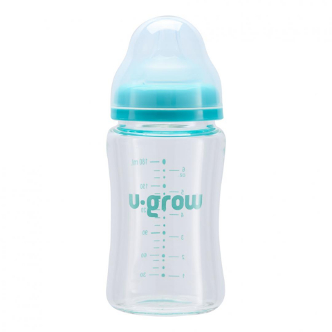 Biberoane, tetine si accesorii - Biberon de sticla180 ml+2 tetine, u-grow