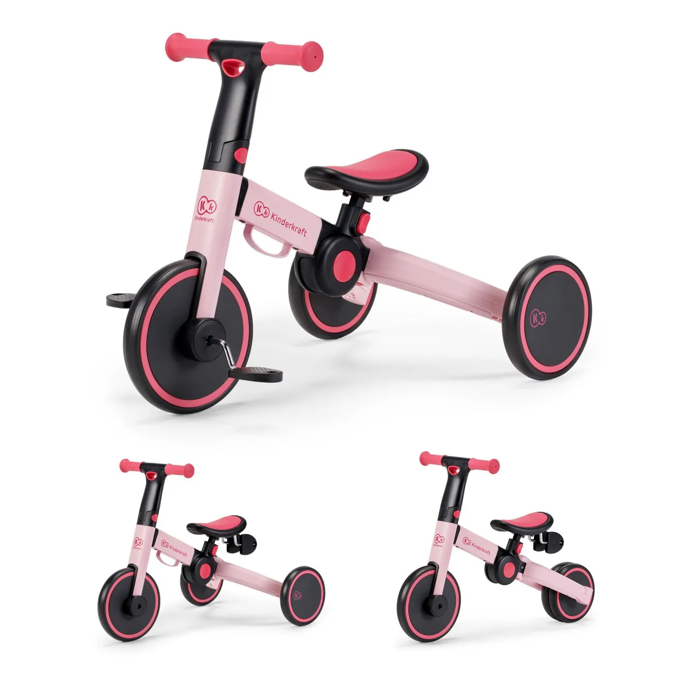 Bicicleta de echilibru / tricicleta kinderkraft 4trike, candy pink, copii varsta 2 ani pana la 5 ani [1]