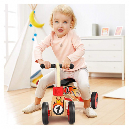 Bicicleta din lemn fara pedale cu 4 roti, 1-5 ani [1]