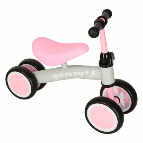 Bicicleta echilibru copii 4 roti, fara pedale, stabila, ghidon reglabil, 2 ani+, Roz [2]