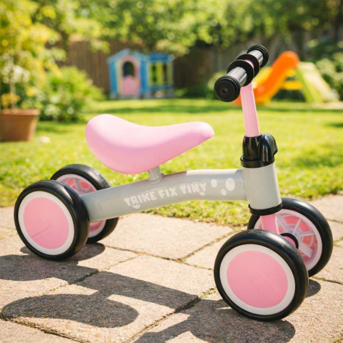 Bicicleta echilibru copii 4 roti, fara pedale, stabila, ghidon reglabil, 2 ani+, Roz [1]