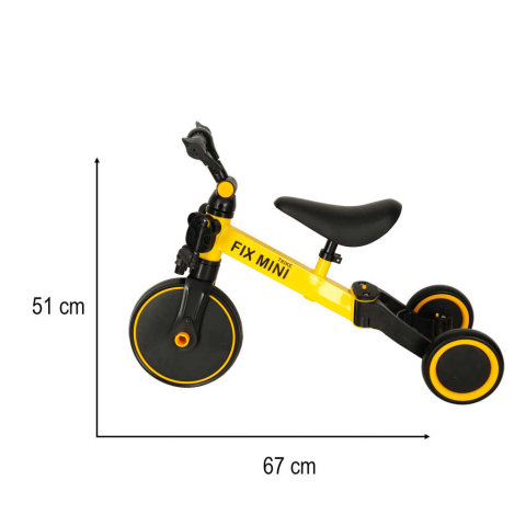 Bicicleta fara pedale copii 3 in 1 Trike Fix Mini cu pedale, tricicleta copii 18 luni – 4 ani, galben [3]