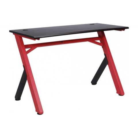 Articole pentru birou - Birou gaming Omega Varr Mon, blat MDF, cadru metalic, inaltime 80cm, negru-rosu