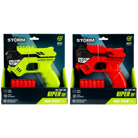 Jucării și Jocuri pentru copii - Blaster - pistol Viper SF, 17cm, 6 proiectile din spuma, diverse culori, 3+ ani, MegaCreative, 502223