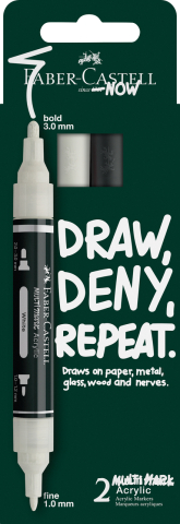 Art & Craft si Artizanat - Blister 2 markere acrilice multimark alb-negru faber-castell