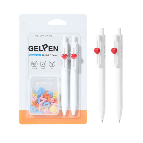 Blister 2 pixuri cu gel cu mecanism 0,5mm albastru + 1 set litere puzzle nusign deli [1]