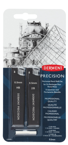 Rechizite Școlare - Blister 2 x mine creion 0.5 hb/2b + 2 radiere pt creion profesional derwent