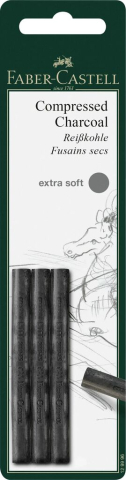 Rechizite Școlare - Blister 3 buc carbune presat pitt monochrome extra-soft faber-castell