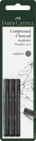 Rechizite Școlare - Blister 3 buc carbune presat pitt monochrome medium faber-castel