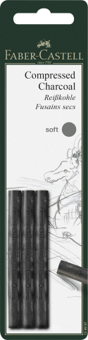 Rechizite Școlare - Blister 3 buc carbune presat pitt monochrome soft faber-castell